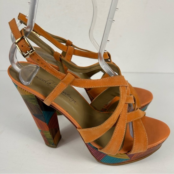 ❤️ Mayuela Mendoza Orange Multi-Color Platform Sandals Size 9 - Picture 5 of 8